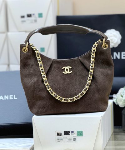 Chanel 26C Maxi Hobo Brown - chanel maxi hobo dupe front view