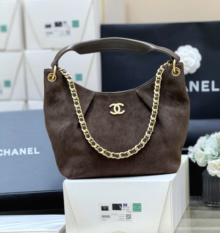 Chanel 26C Maxi Hobo Brown - chanel maxi hobo dupe front view