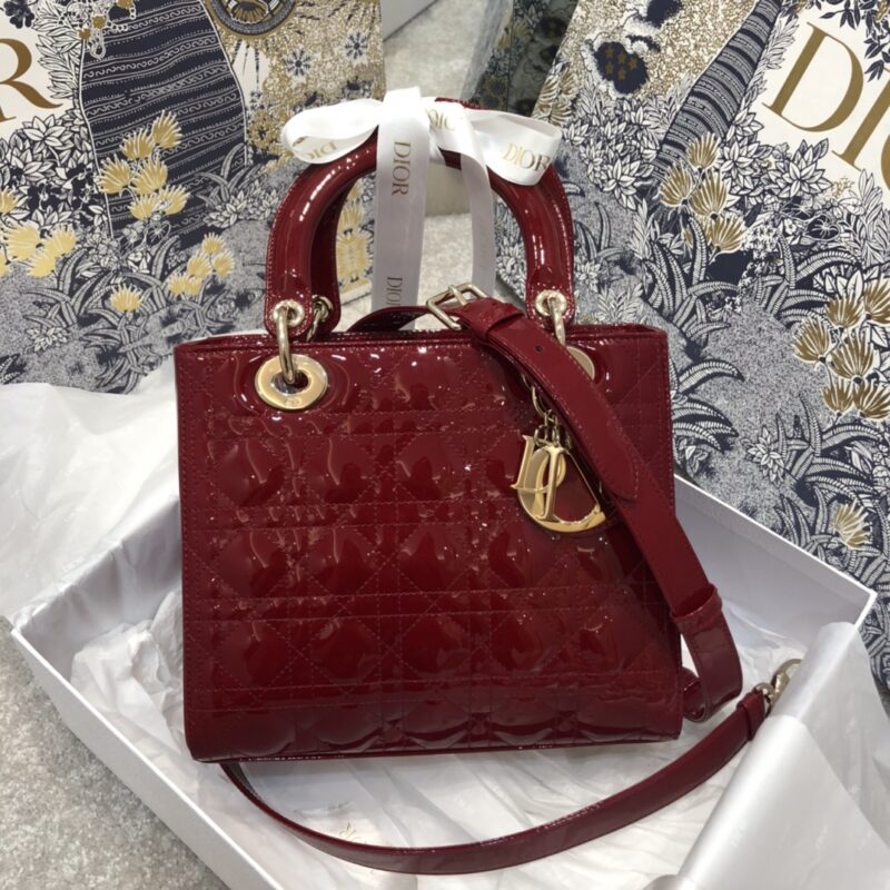 lady dior large red patent 6
