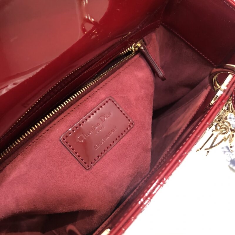 lady dior large red patent 7