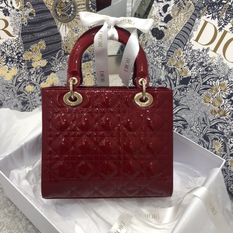 lady dior large red patent 8