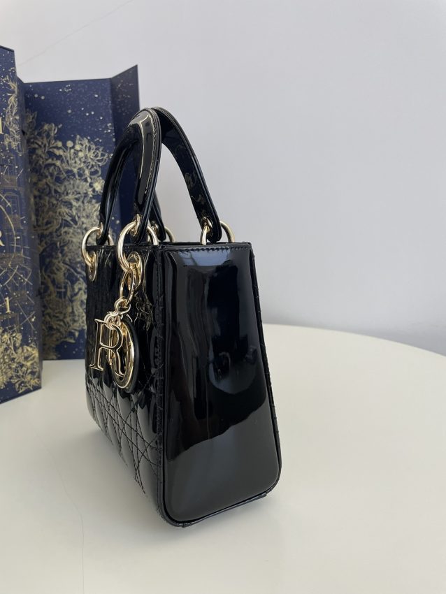lady dior mini black patent 2