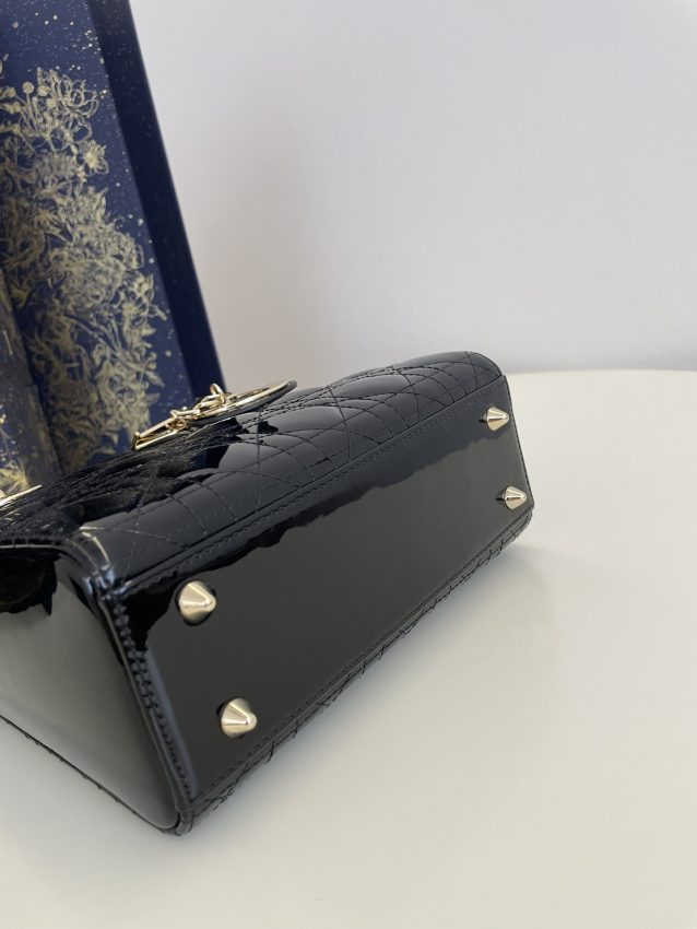 lady dior mini black patent 7