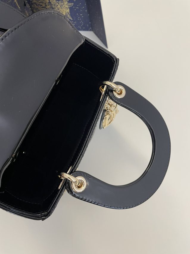 lady dior mini black patent 8
