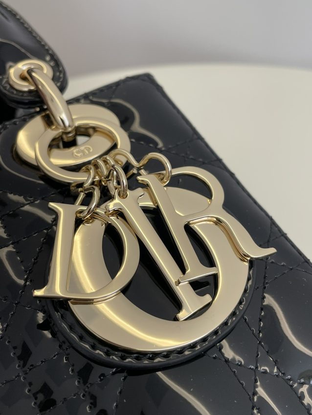 lady dior mini black patent 9