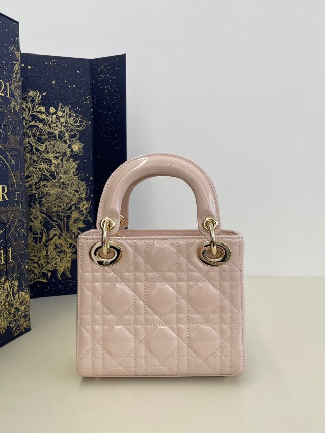 lady dior mini pink patent 4