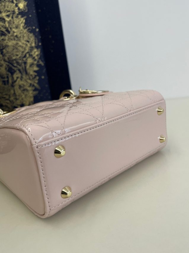 lady dior mini pink patent 6