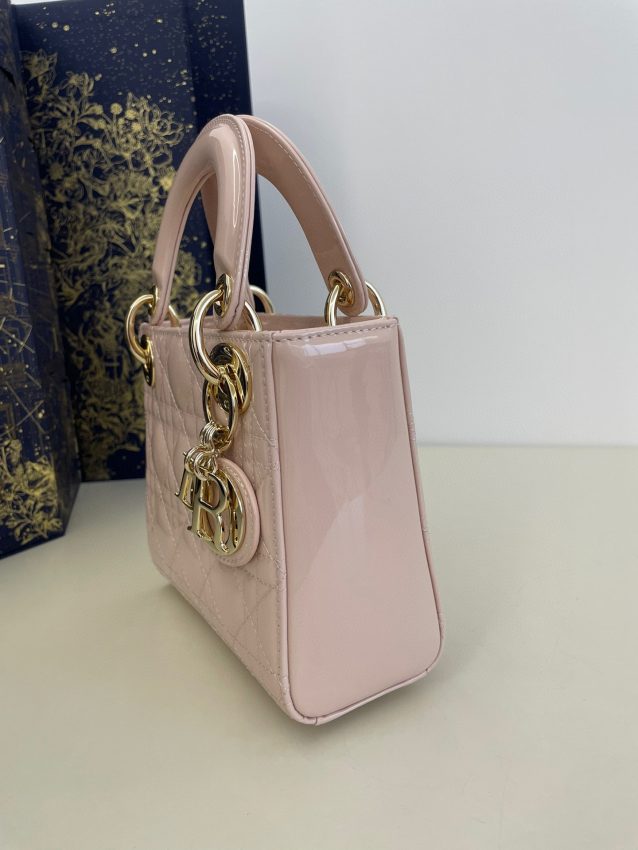 lady dior mini pink patent 7