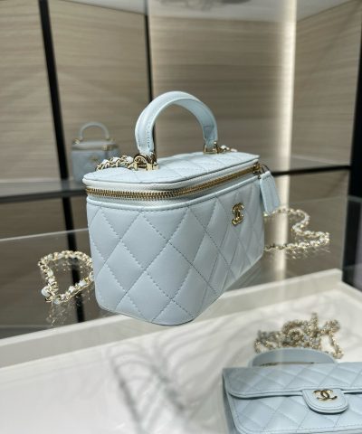 Chanel Long Vanity Top Handle Light Blue