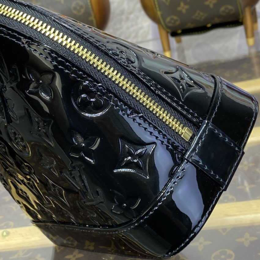 louis vuitton alma bb black patent 6