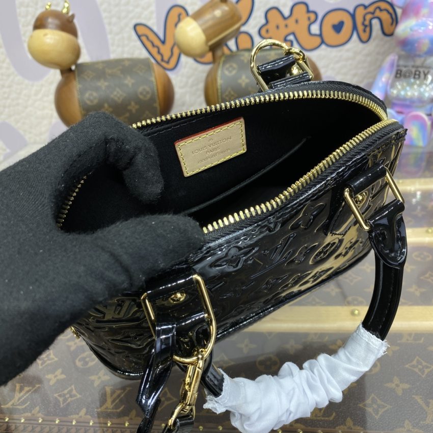 louis vuitton alma bb black patent 8