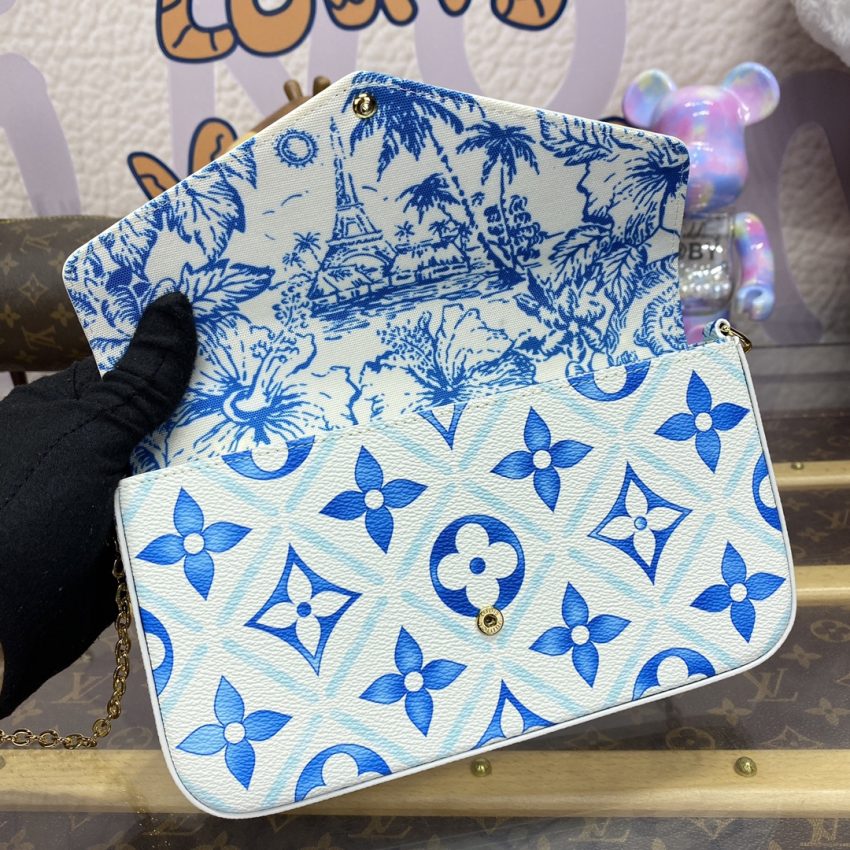 louis vuitton felicie pochette blue pink 4