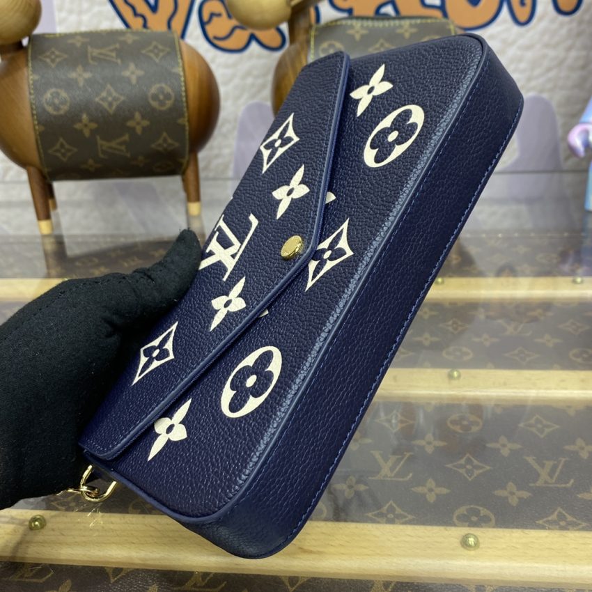 louis vuitton felicie pochette blue white 4