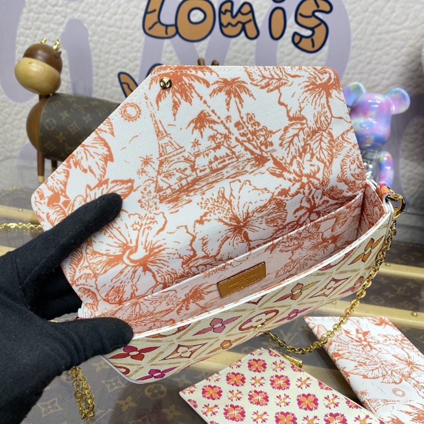 louis vuitton felicie pochette white orange flowers 5