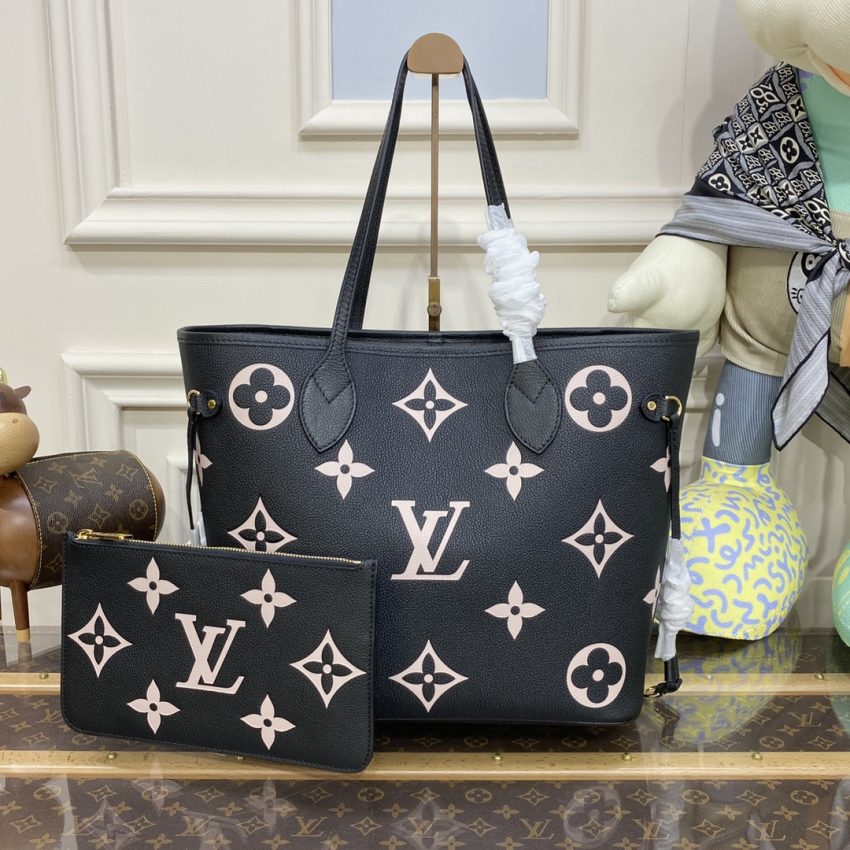 louis vuitton neverfull mm black pink 3