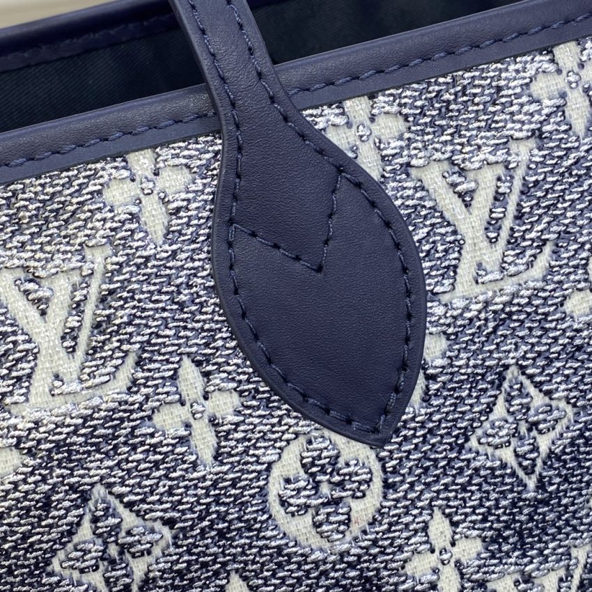 louis vuitton neverfull mm denim blue 6