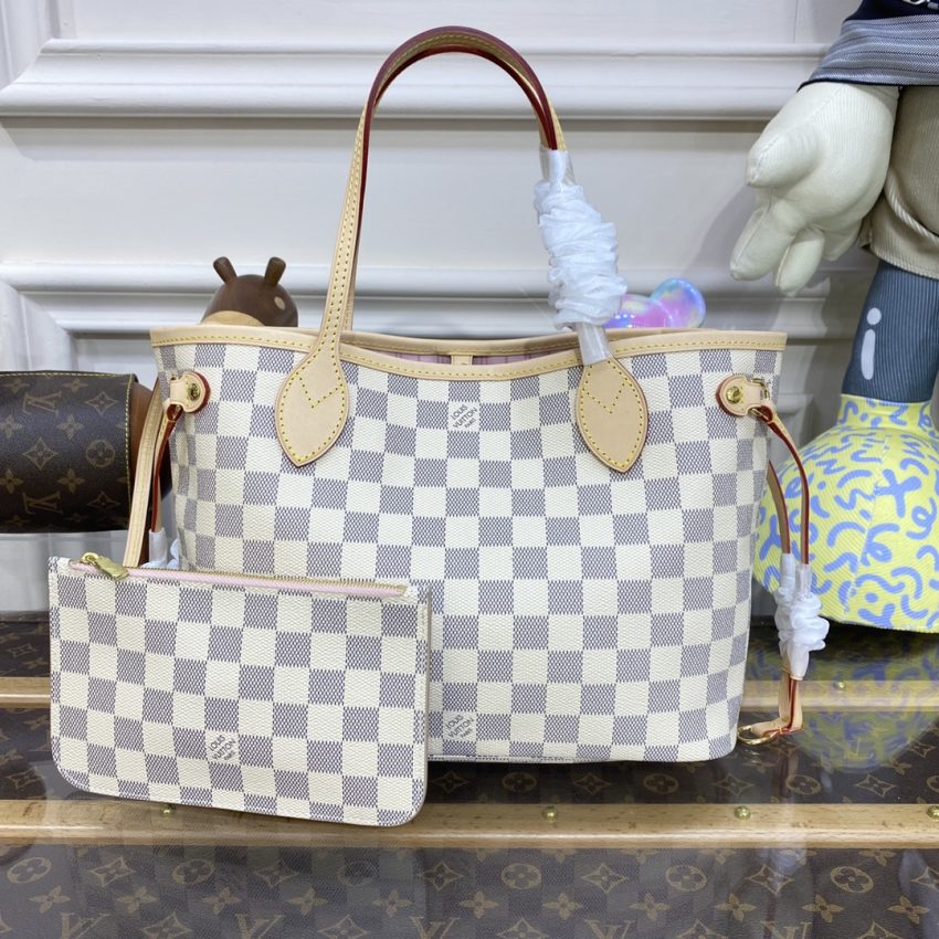 louis vuitton neverfull mm white grid 4