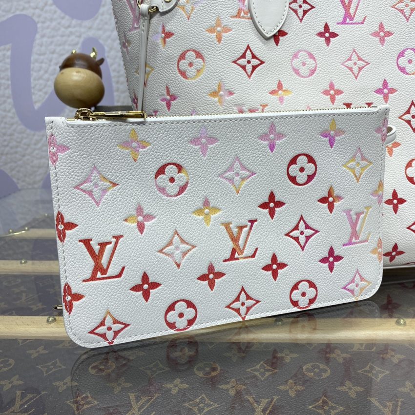 louis vuitton neverfull mm white orange 10