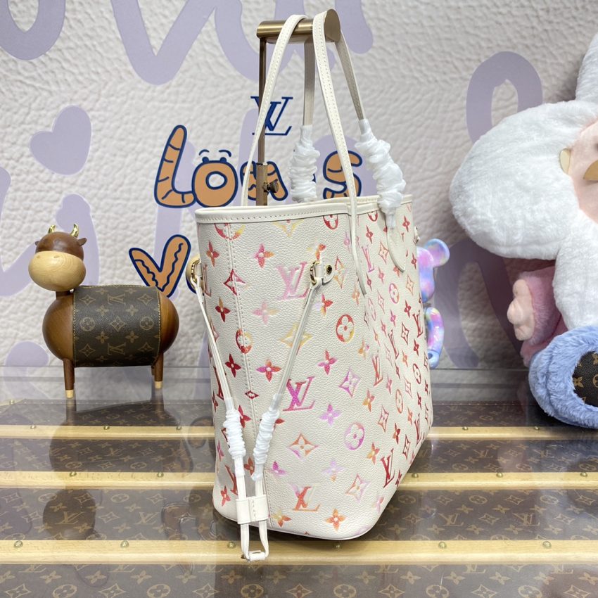 louis vuitton neverfull mm white orange 5