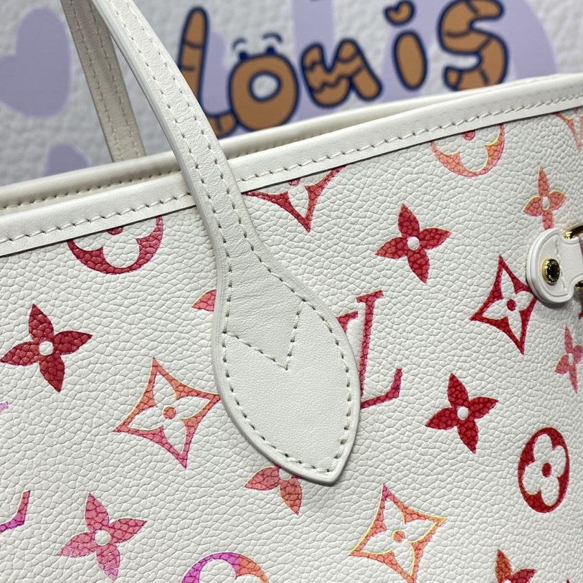 louis vuitton neverfull mm white orange 8
