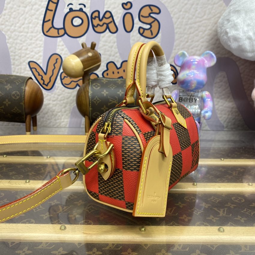 louis vuitton speedy 18 red grid 3