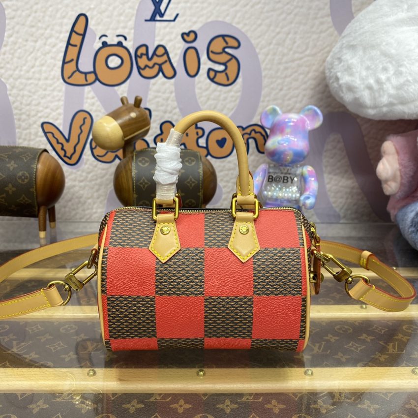 louis vuitton speedy 18 red grid 8