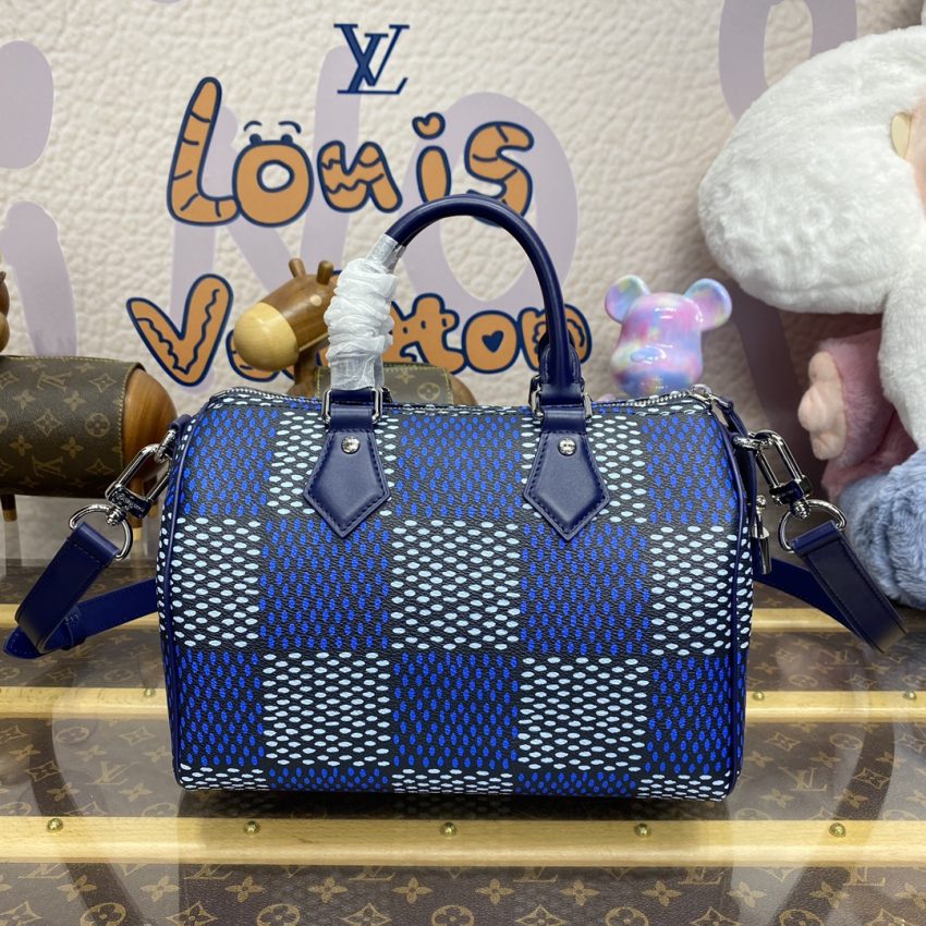 louis vuitton speedy bandouliere 25 blue grid 5
