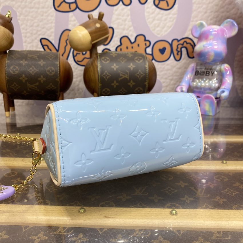 louis vuitton speedy nano blue patent 3