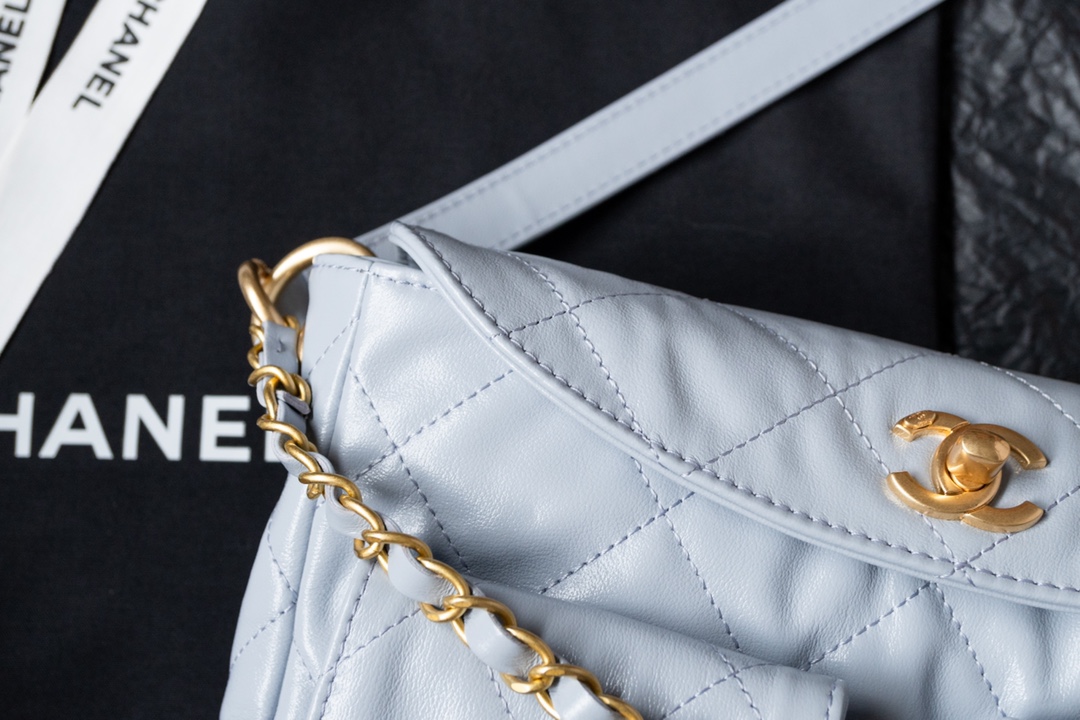 Chanel 24P Messenger Hobo Pale Blue - fake chanel hobo pale blue detail 1
