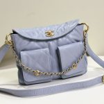 Chanel 24P Messenger Hobo Pale Purple - chanel messenger purple replica front view