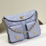 Chanel 24P Messenger Hobo Pale Purple - chanel messenger purple replica detail 1