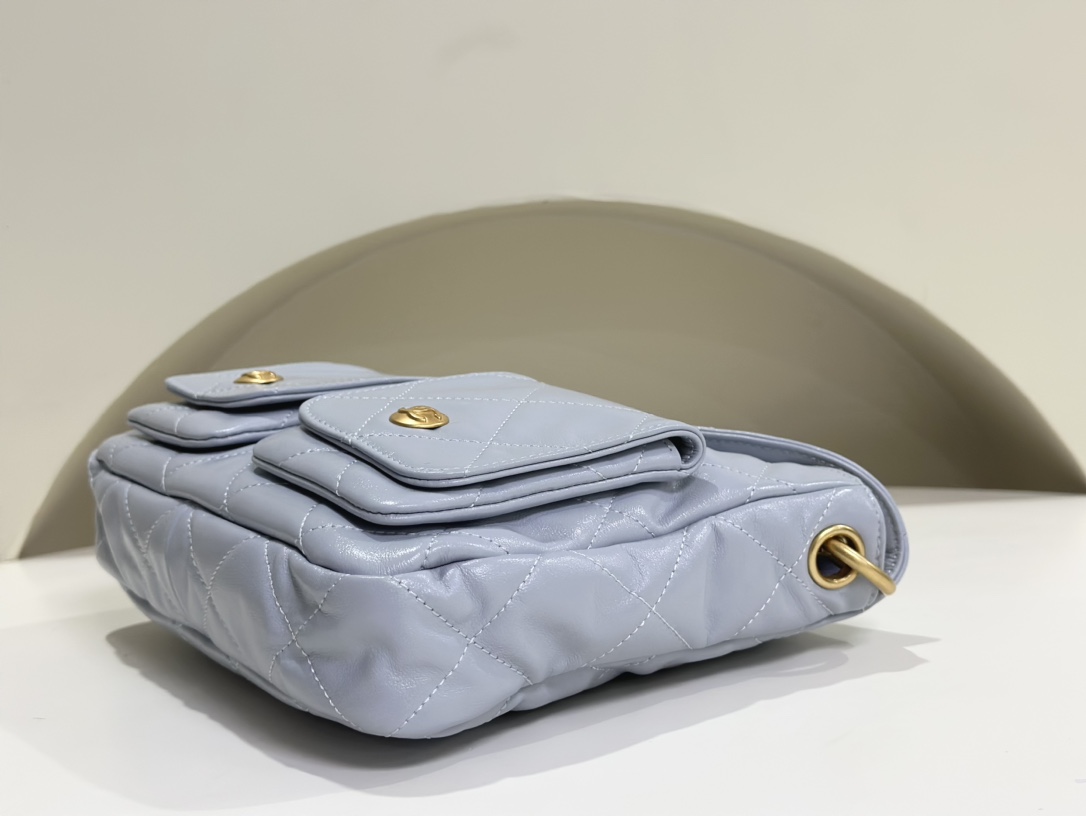 Chanel 24P Messenger Hobo Pale Purple - chanel messenger purple replica detail 2