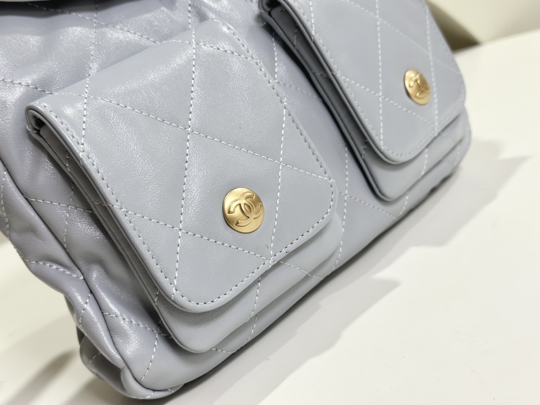 Chanel 24P Messenger Hobo Pale Purple - chanel messenger purple replica detail 6