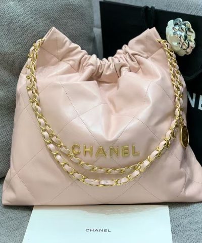 Střední kabelka Chanel 22 světle růžová