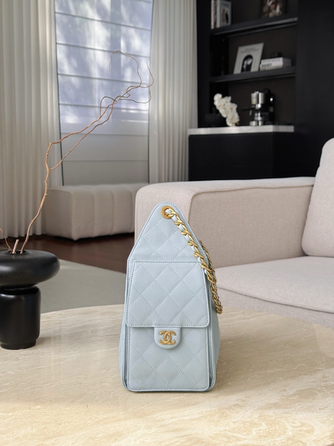 Chanel 25 Small Bag Sky Blue - fake chanel 25 small sky blue detail 3