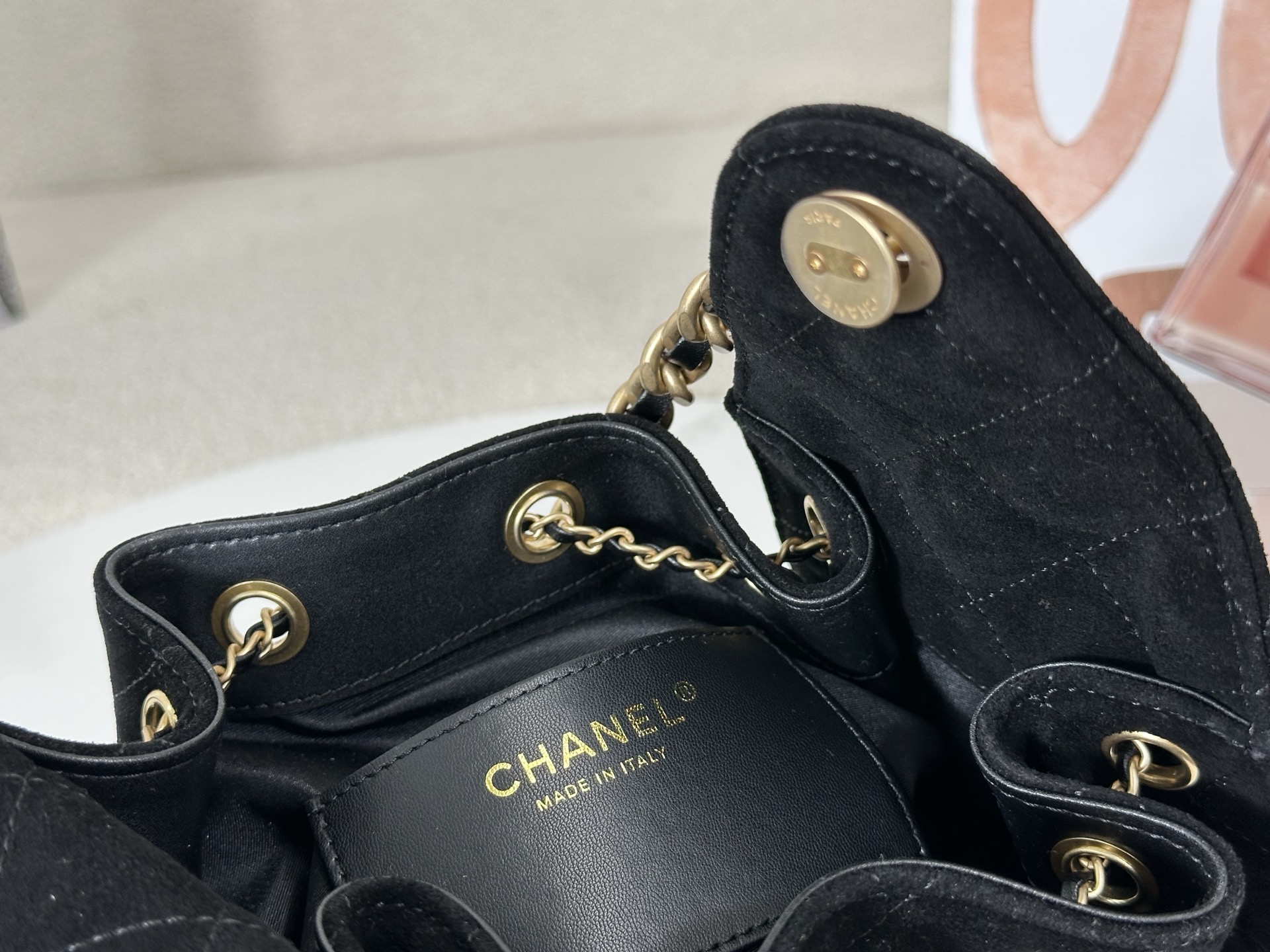 Chanel 25 Small Bag Suede Black - chanel 25 replica detail 1