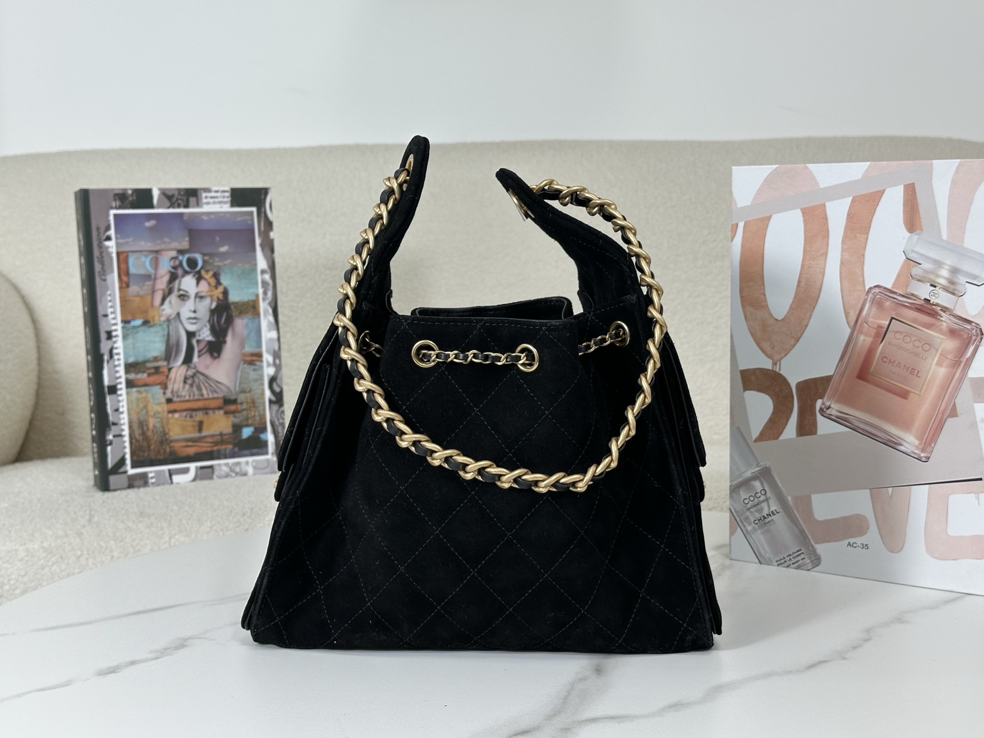 Chanel 25 Small Bag Suede Black - chanel 25 replica detail 2