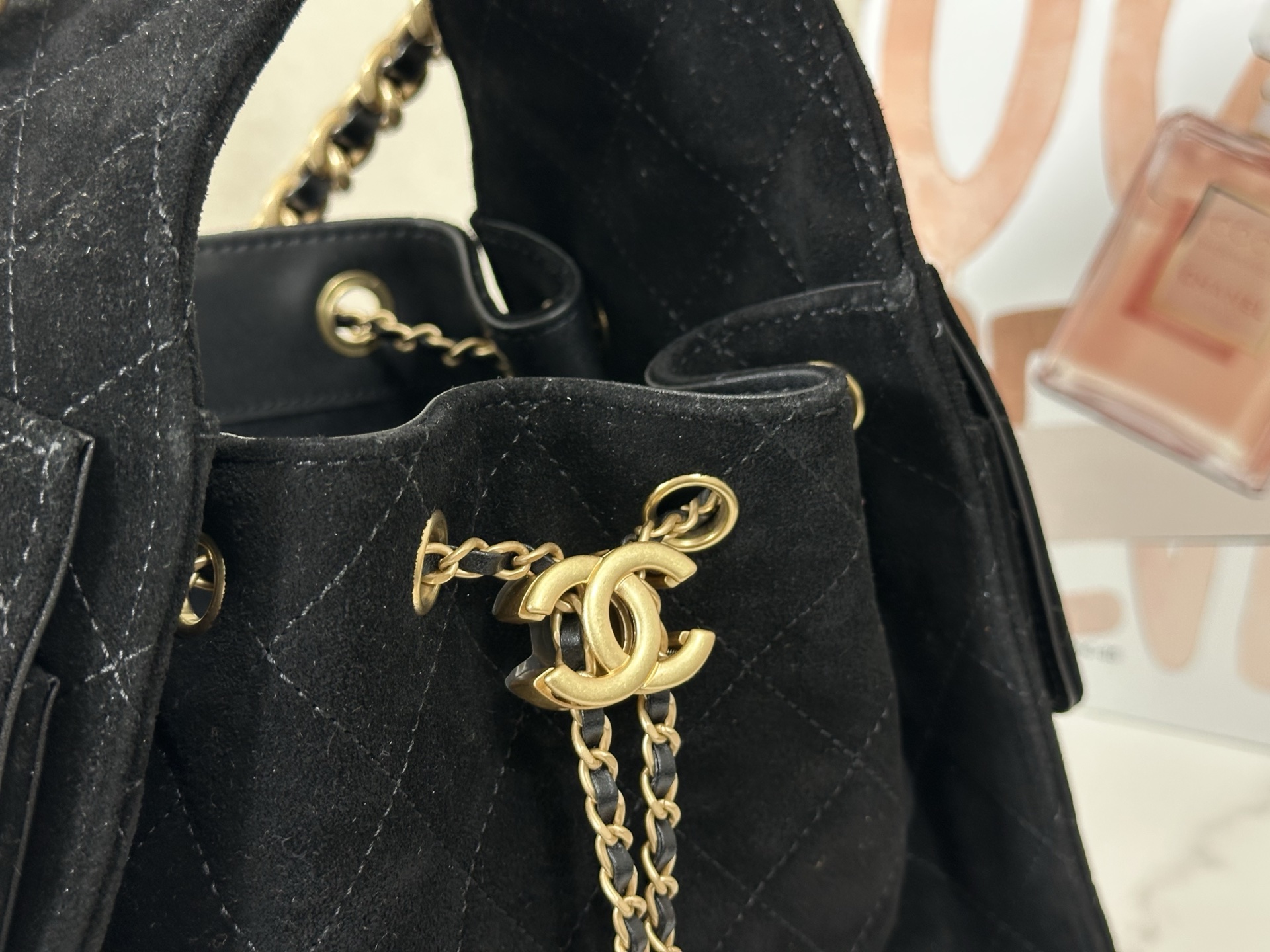 Chanel 25 Small Bag Suede Black - chanel 25 replica detail 7