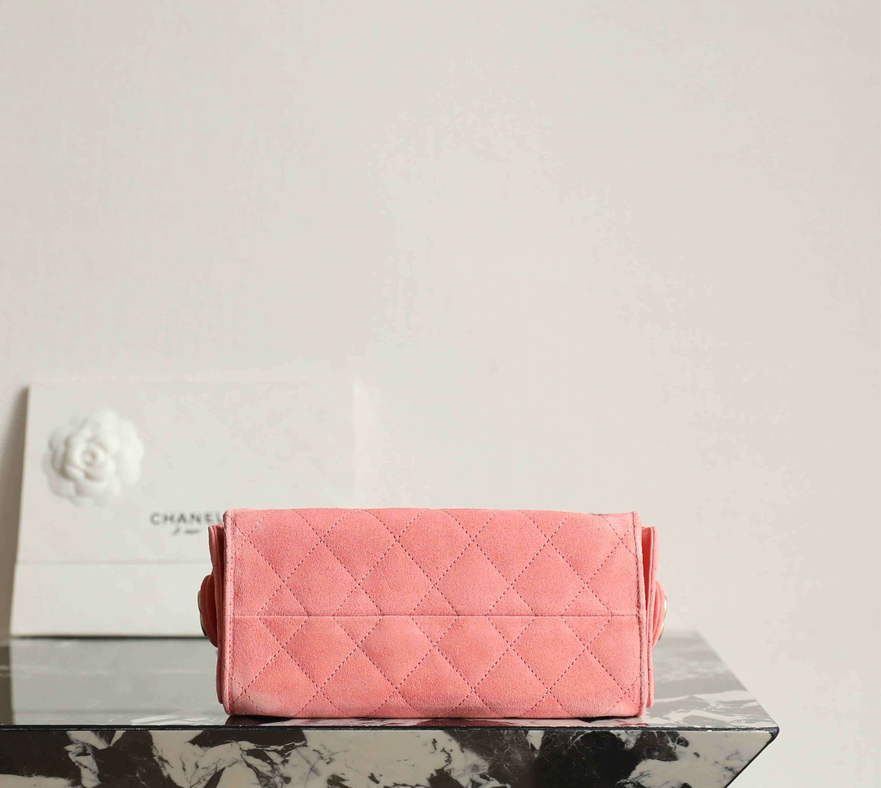 Chanel 25 Mini Bag Suede Rose - chanel 25 suede rose replica detail 2