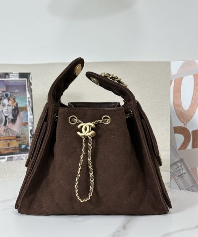 Chanel 25 Small Bag Suede Brown