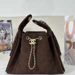 Chanel 25 Small Bag Suede Brown - fake chanel 25 front view