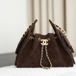 Chanel 25 Mini Bag Suede Brown - fake chanel 25 suede brown front view