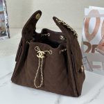 suede brown (2) Chanel 25 Small Bag Suede Brown - fake chanel 25 detail 1
