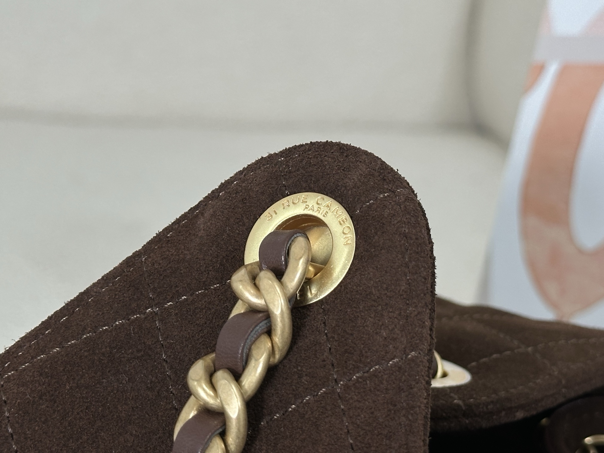 suede brown (4) Chanel 25 Small Bag Suede Brown - fake chanel 25 detail 3