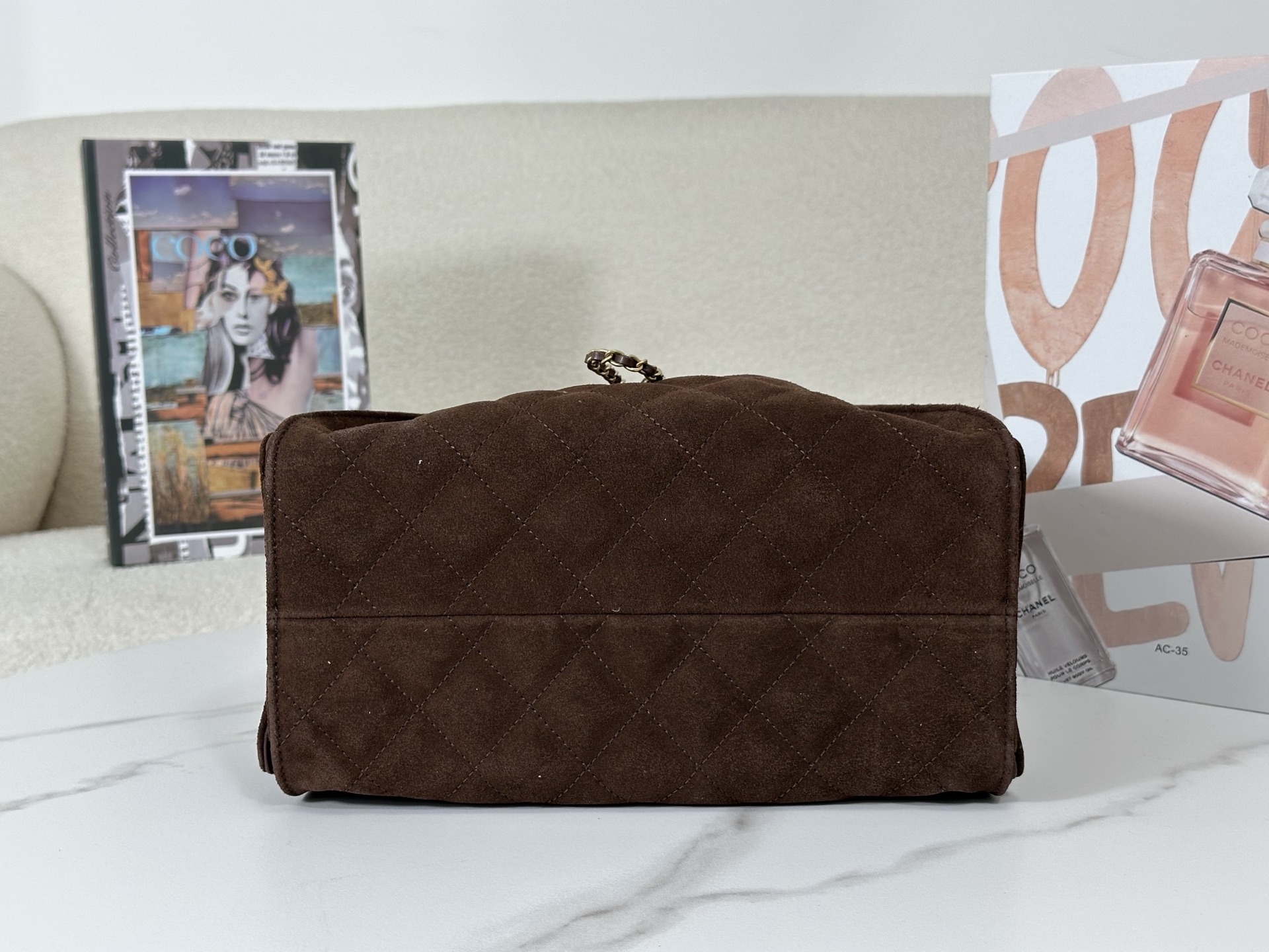 suede brown (5) Chanel 25 Small Bag Suede Brown - fake chanel 25 detail 4