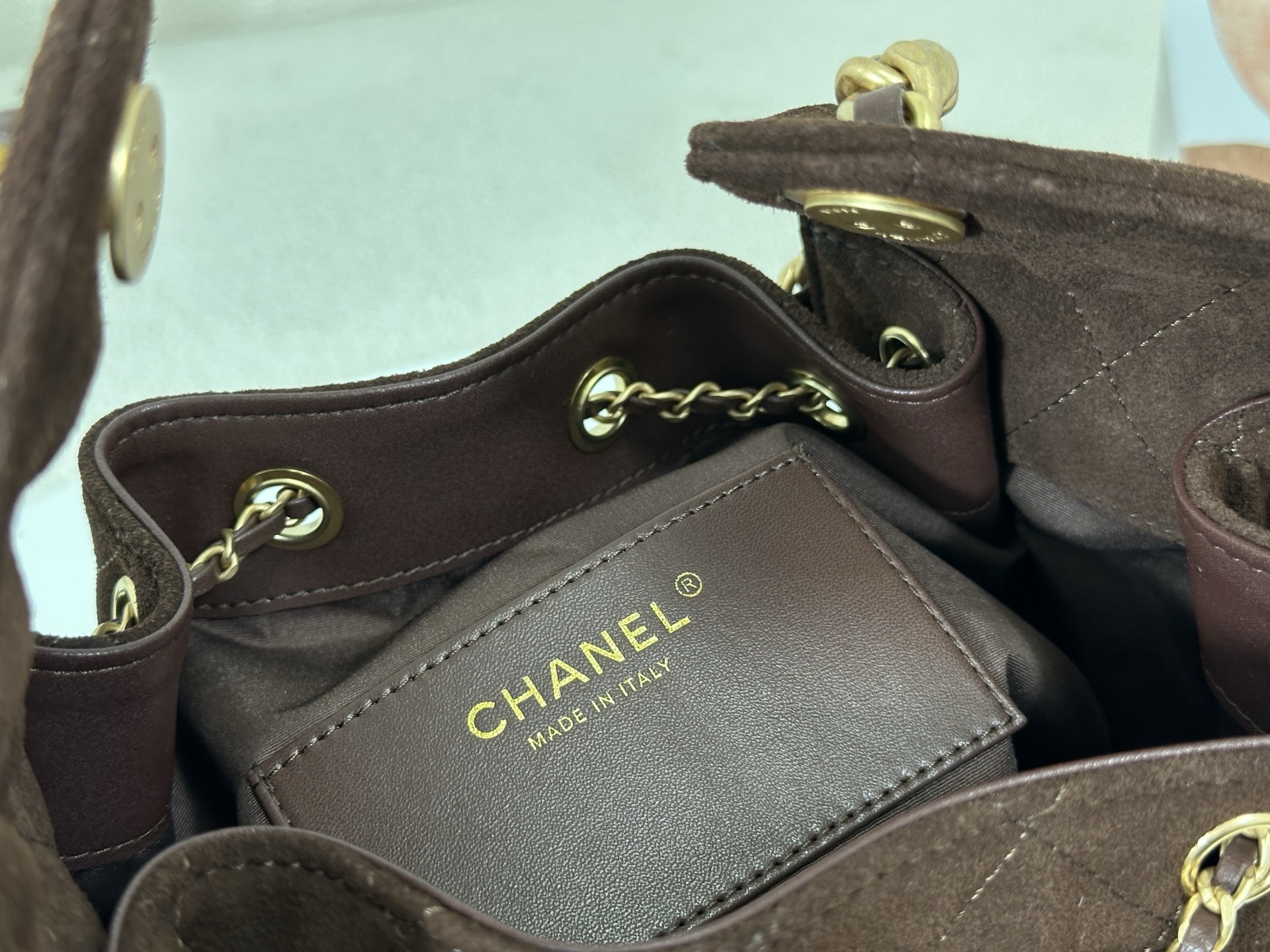 suede brown (7) Chanel 25 Small Bag Suede Brown - fake chanel 25 detail 6