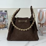suede brown (8) Chanel 25 Small Bag Suede Brown - fake chanel 25 detail 7