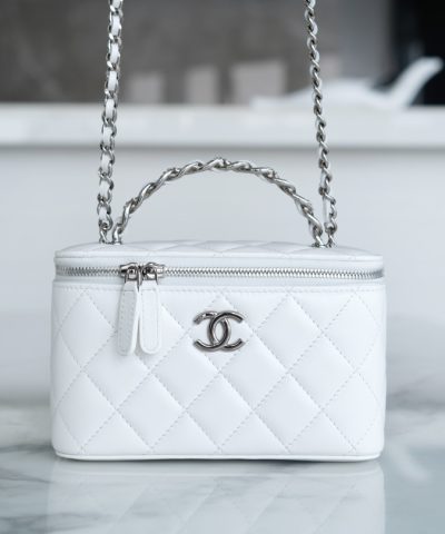 Chanel Vanity Metal Top Handle White