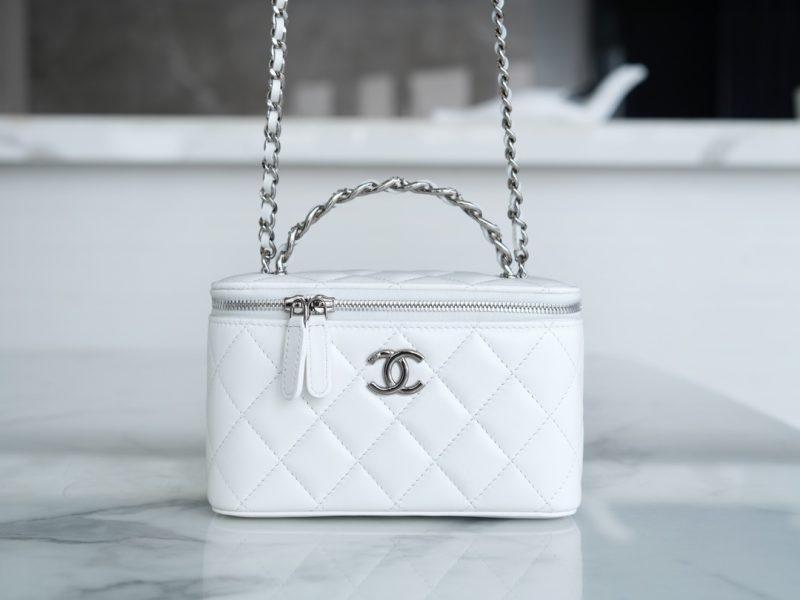 Chanel Vanity Metal Top Handle White