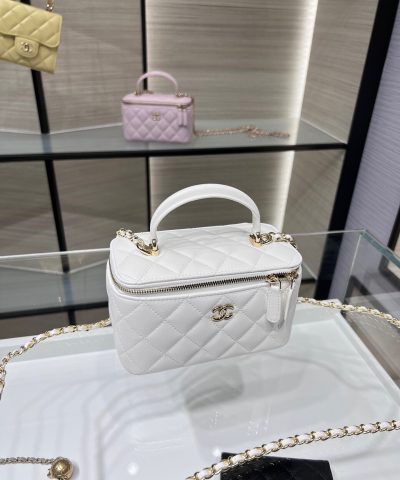 Chanel Long Vanity Top Handle White